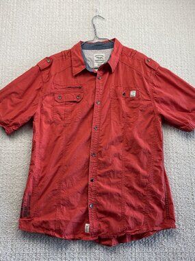 Y2K Projek Raw Button Up Short Sleeve Shirt Men Sz XL Military Grunge Affliction